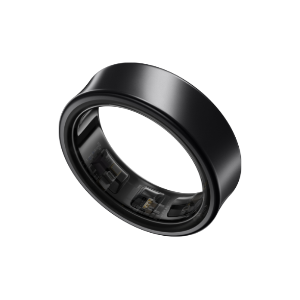 Samsung Galaxy Ring in Titanium Black with interior sensors visible